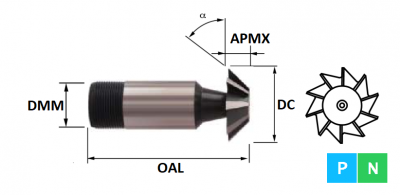16.0mm x 5.5mm Depth 60 Degree HSS Inverted Dovetail Cutter (Screwed Shank)